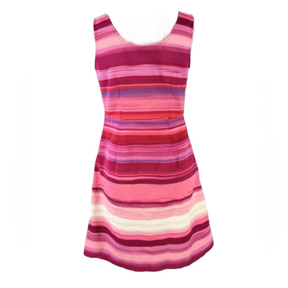 Ann Taylor Loft Size 12 Striped Ombre Subset Colors Sleeveless Dress - Picture 4 of 4